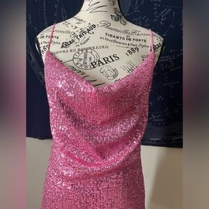 Barbie Pink Sequin Mini Dress – Size S